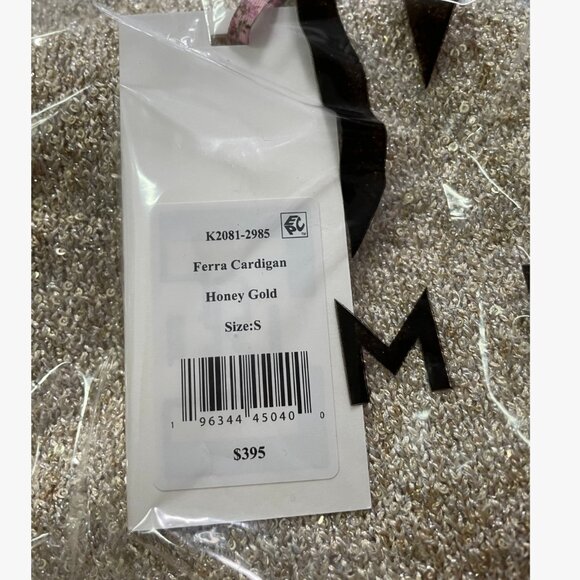 NWT LoveShackFancy Ferra Sequin Stretch Knit Cardigan Honey Gold Holiday - Picture 9 of 10